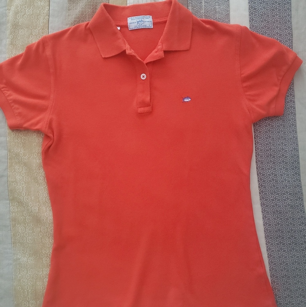 Womens southern tide orange polo euc